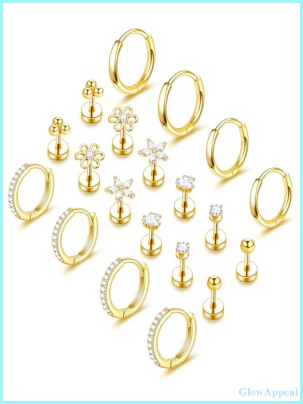 Flat Back Stud Earrings for Women Hypoallergenic Cartilage Helix Tragus